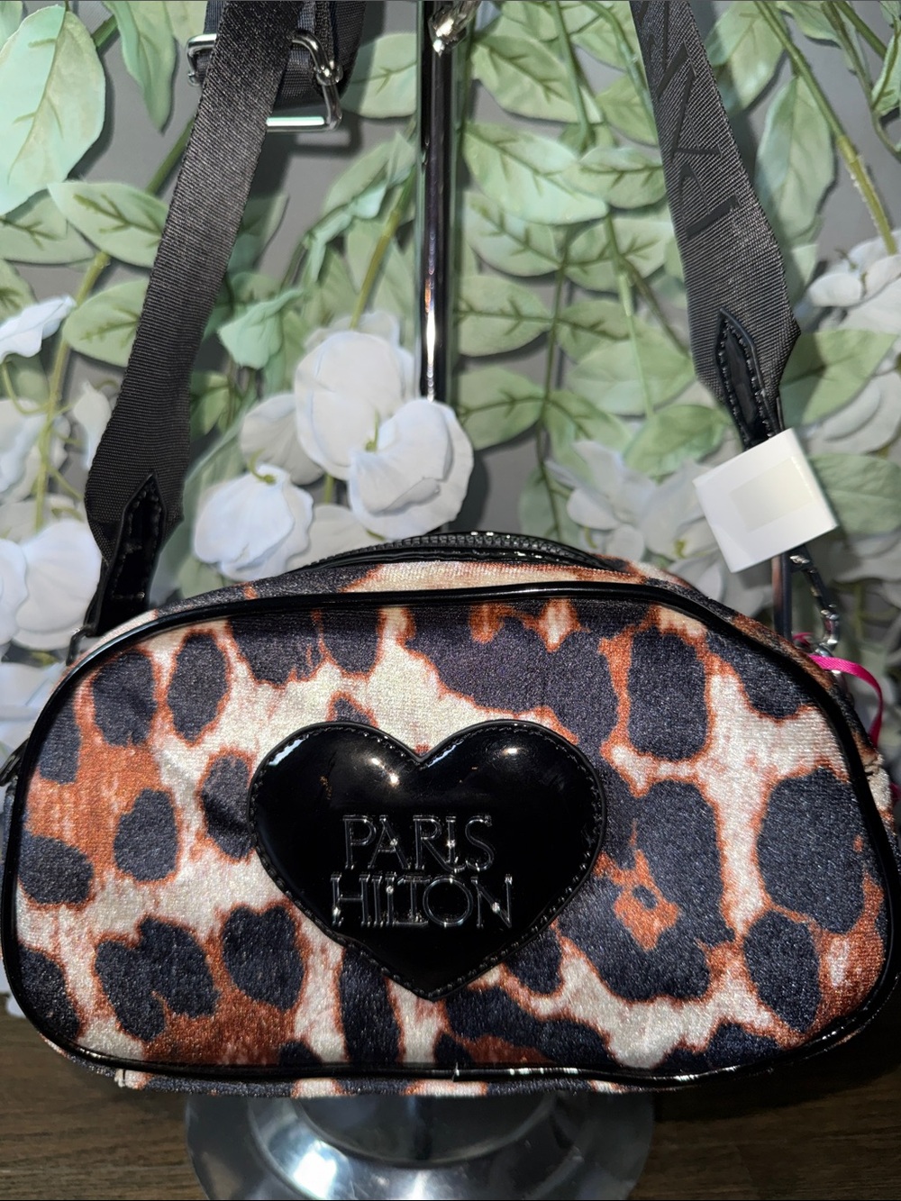 Paris Hilton Leopard Heart Crossbody Bag - Brown & Black